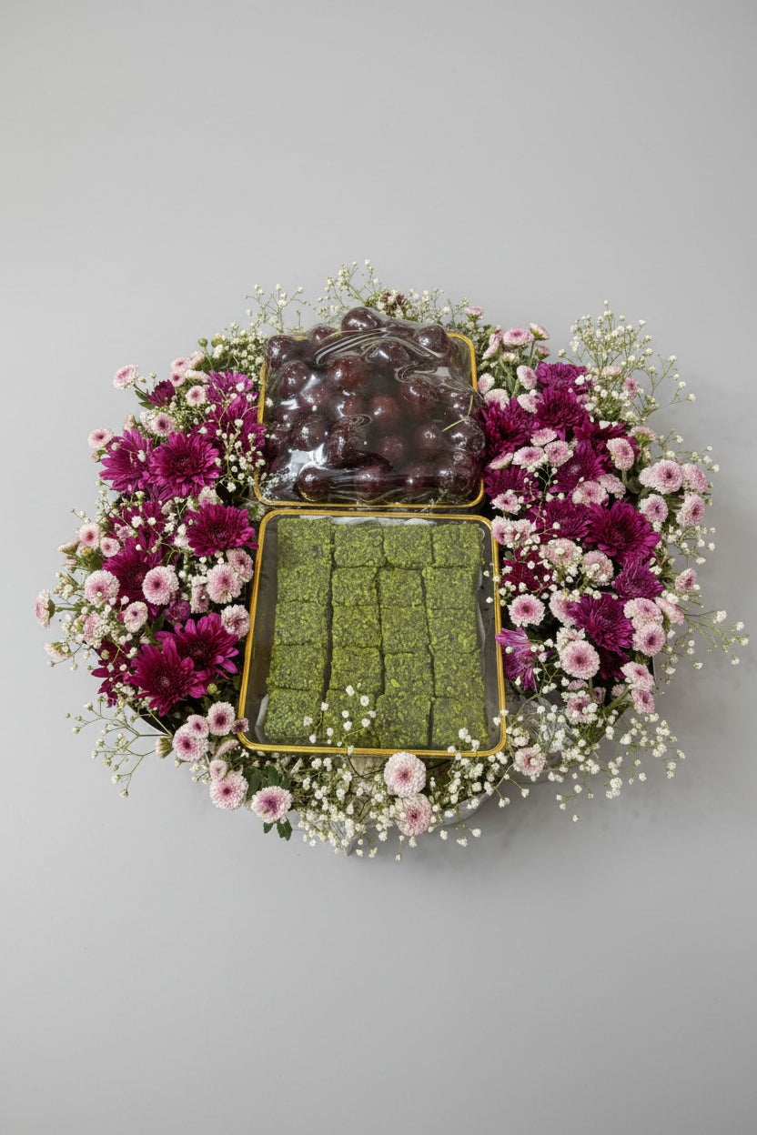 Fresh Flowers & Mithai Platter — The Traditional Touch